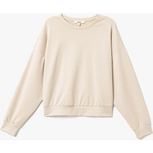 Modal Kumaş Bisiklet Yaka Uzun Kollu Basic Sweatshirt