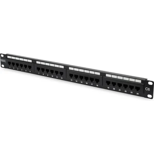 19&quot; 24 Port Cat-6 UTP Patch Panel, 8P8C, 50 μ (Mikron), Altın Kontak, LSA, 1U, Zırhsız