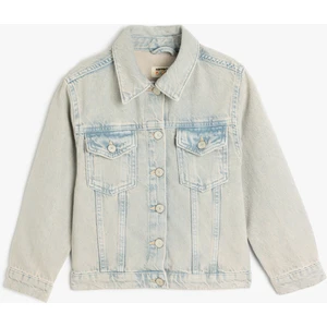 Pamuklu Uzun Kollu Cep Detaylı Denim Ceket