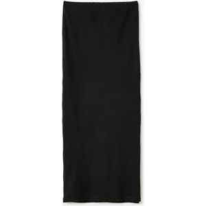 Yırtmaç Detaylı Beli Lastikli Slim Fit Uzun Kalem Etek