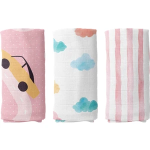 Casadora Baby Happy Cars %100 Pamuk 3'lü Müslin Örtü Seti - 70X70 cm