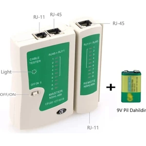 RJ45 RJ11 Network Tester Internet Telefon Test Cihazı (+ 9V Pil Dahildir)