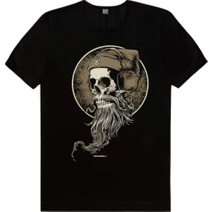 Sakallı Kurukafa Siyah Erkek Tshirt