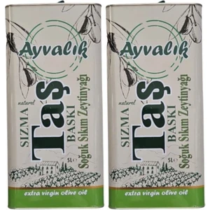 2 Li Ayvalık Taş Baskı Sızma Soğuk Sıkım Zeytinyağı 5 Litre