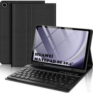 M.TK Moveteck Huawei Matepad Se 10.4'' Uyumlu Bluetooth Özellikli Standlı Kalem Bölmeli Klavyeli Kılıf Manyetik