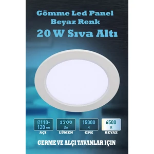 18 W Beyaz Sıva Altı Yuvarlak LED Panel 6500 K Yüksek Kalite