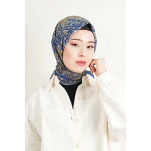 Etnik Desen Soft Eşarp - Saks Mavisi