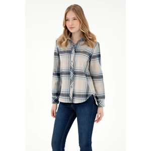 U.S. Polo Assn. Kadın Krem Gömlek Desenli 50297116-VR071