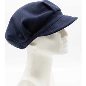 Lacivert Bayan Şapka Kadın Kasket Yün Flat Cap