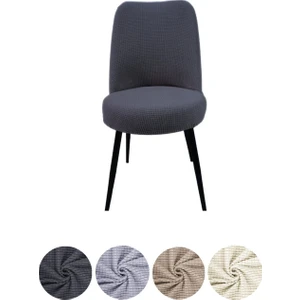 Yıkanabilir Streç Lastikli Likralı Oval Sandalye Kılıfı - Yuvarlak Sandalye Örtüsü 6 Adet