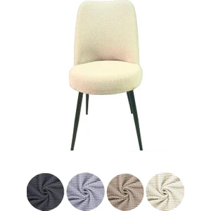 Yıkanabilir Streç Lastikli Likralı Oval Sandalye Kılıfı - Yuvarlak Sandalye Örtüsü 6 Adet