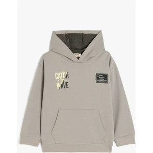 Pamuklu Kapşonlu Uzun Kollu Slogan Baskılı Oversize Sweatshirt