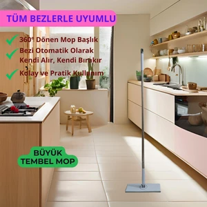 Mop Clean Star Büyük Tembel Mop 32 cm Başlık Xl-4xl Bezler Için