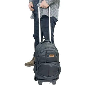 Rowan Çanta Rowan Tekerlekli 2 Kademeli Portatif Çekçekli Siyah Kumaş Laptop Bölmeli Okul Sırt Çantası 44*34*23 cm