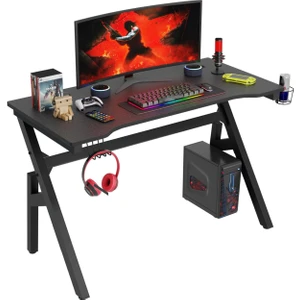 85010 Mdf Profesyonel Oyuncu Masası Çalışma Masası Bilgisayar Masası Ders Laptop Siyah 120  cm