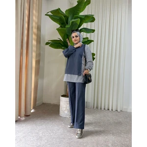 Asel Fashion Line Gömlekli Ikili Takım Antrasit Gri