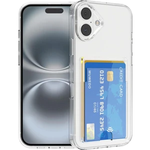 Apple iPhone 16 Uyumlu Kılıf Kartlık Bölmeli Arkası Şeffaf Soft Dayanıklı Kılıf Kapak