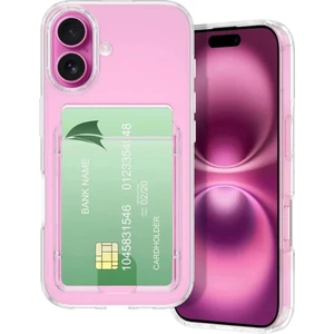 Apple iPhone 16 Plus Uyumlu Kılıf Kartlık Bölmeli Arkası Şeffaf Soft Dayanıklı Kılıf Kapak