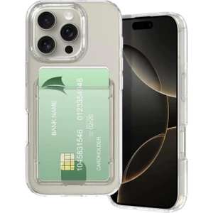 Apple iPhone 16 Pro Uyumlu Kılıf Kartlık Bölmeli Arkası Şeffaf Soft Dayanıklı Kılıf Kapak