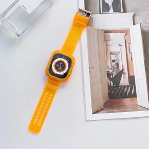 Apple Watch Ultra 2 (2024) Uyumlu 2in1 Tam Koruma Silikon Kordon Kılıf