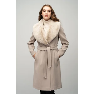 Yakası Çıkabilen Kürklü Çıt Çıt Kapamalı Belden Kuşaklı Kaban Taş 3016