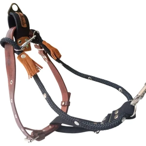 Köpek göğüs tasması büyük ırk hakiki deri halat kahverengi siyah kalınlık:4mm göğüs ölçüsü:50-90cm ayarlamalı dog harness GT5-14