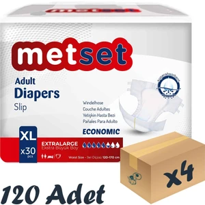 Ekonomik Bel Bantlı Yetişkin Hasta Bezi 5,5 Damla Xlarge En Büyük Boy Xl Beden 30'lu 4 Paket 120 Adet