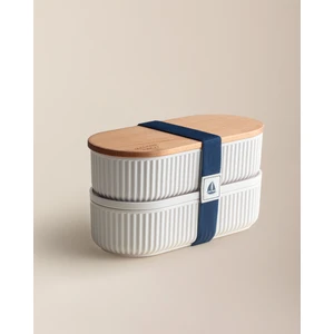 Magou Ahşap Kapaklı 2'li Lunch Box - Lacivert - 2x500 ml