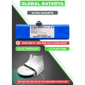 Global Batarya Neabot Nomo Q11 Uyumlu Akıllı Robot Süpürge Bataryası 14.4V 7000MAH Li-Ion Pil (Ultra Kapasite)