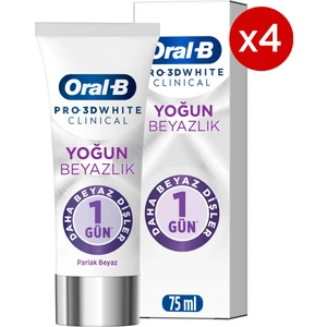 Oral-B pro 3D White Clinical Yoğun Beyazlık Parlak Beyaz Diş Macunu 75 ml x 4