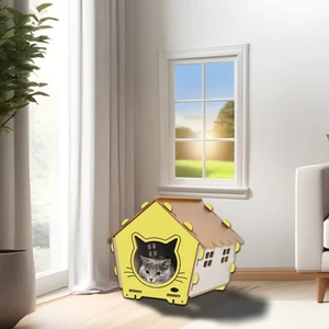 Patihomes Xl Kedi Evi Pencereli- Kedi Kulübesi Sarı