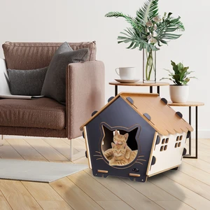 Patihomes Xl Kedi Evi Pencereli- Kedi Kulübesi Siyah