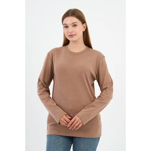 Bisiklet Yaka Basic Likralı Sweatshırt (WK25512WN)