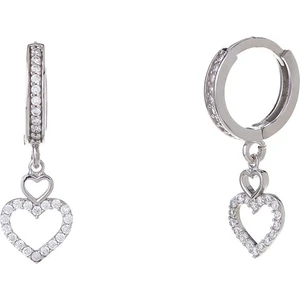 Kalp Model Zirkon Taşlı 925 Ayar Gümüş Kadın Küpe