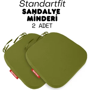 2'li Standartfit Oval Sandalye Minderi Fermuarlı Yıkanabilir Kılıf Bağcıklı Su ve Yağ Itici 42 x 42 x 5 Yeşil