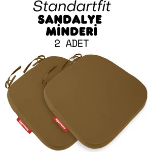 2'li Standartfit Oval Sandalye Minderi Fermuarlı Yıkanabilir Kılıf Bağcıklı Su ve Yağ Itici 42 x 42 x 5 Kahverengi
