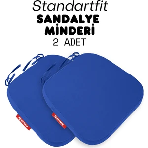 2'li Standartfit Oval Sandalye Minderi Fermuarlı Yıkanabilir Kılıf Bağcıklı Su ve Yağ Itici 42 x 42 x 5 Mavi