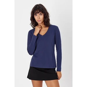 Organik Pamuk T-Shirt, Uzun Kollu V Yaka  - Aspen