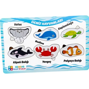 Eğitici Ahşap Oyuncak | Deniz Hayvanları Bul-Tak Puzzle