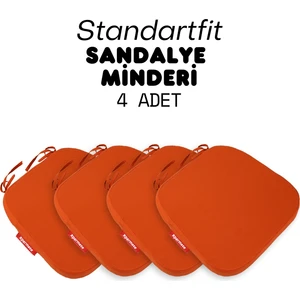 4'lü Standartfit Oval Sandalye Minderi Fermuarlı Yıkanabilir Kılıf Bağcıklı Su ve Yağ Itici 42 x 42 x 5 Kiremit
