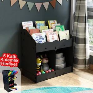 Toby 6 Bölmeli Ahşap Montessori Kitaplık Bebek Çocuk Odası Eğitici Iskandinav Tarz Kitaplık