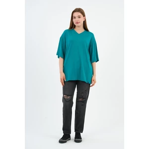 V Yaka Oversize T-Shirt (E24-742A-WN)