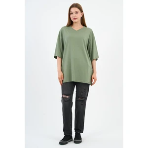 V Yaka Oversize T-Shirt (E24-742A-WN)