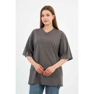 V Yaka Oversize T-Shirt (E24-742A-WN)