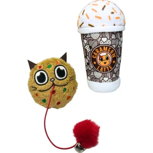 2'li Kedi Oyuncak Seti Catnipli Carameow Latte, Hışırtılı Kurabiye Sesli Kedi Oyuncakları