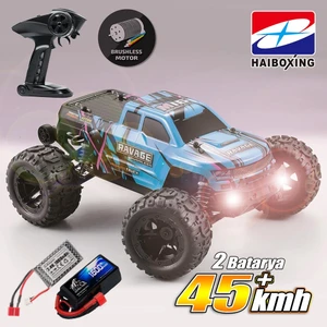 HAIBOXING 1/16 Ravage 45+ KM/H Sürat Uzaktan Kumandalı RC Model Araba RTR Elektrikli 4WD Brushless Fırçasız Offroad Truck (Mavi) + 1500 mAh 7.4V 2S 30C Lipo Batarya