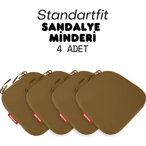 4'lü Standartfit Oval Sandalye Minderi Fermuarlı Yıkanabilir Kılıf Bağcıklı Su ve Yağ Itici 42 x 42 x 5 Kahverengi