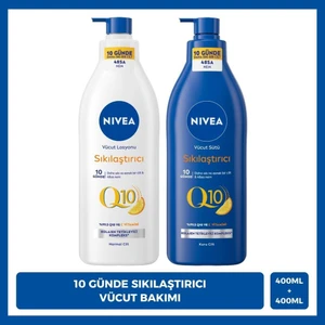 Q10 Vücut Bakım Sütü Kuru Cilt 400ml ve Vücut Losyonu Normal Cilt 400 ml, C Vitamini, Nemlendirici