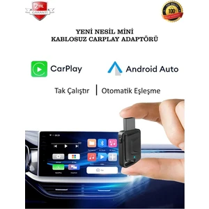 Yeni Tasarım Mini Kablosuz Carplay USB ve Type-C Uyumlu Araç Multimedya Adaptörü