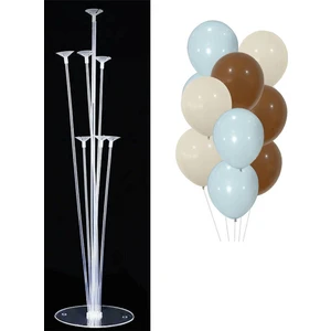 7'li Balon Standı ve 10 Adet Mavi Deniz Kumu ve Kahverengi Balon Set